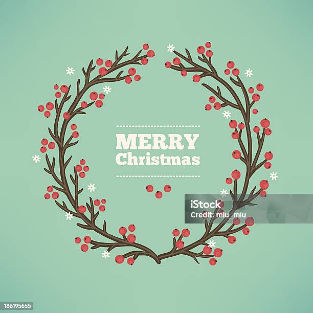 Greeting Card With Christmas Wreath Stock Illustration - Download Image Now - Wreath, Holly, Christmas