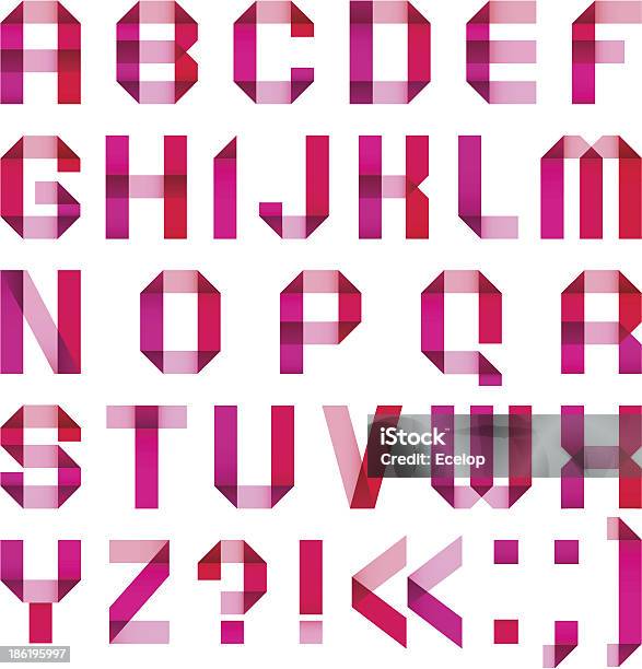 Spectral Letters Folded Of Paper Ribbonpink Stock Illustration - Download Image Now - Alphabet, Alphabetical Order, Folded