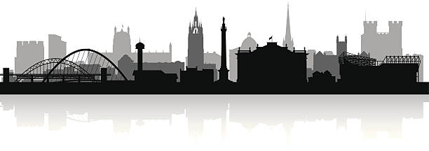 newcastle england city skyline vector silhouette - newcastle stock illustrations