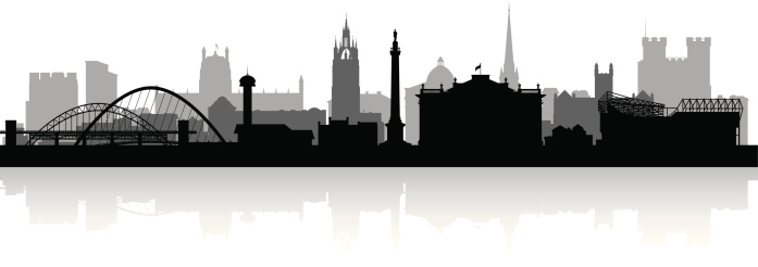 Newcastle England city skyline silhouette vector illustration