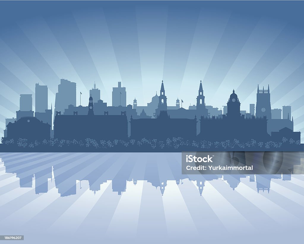 Leeds, Inghilterra Blu City skyline Sagoma - arte vettoriale royalty-free di Leeds