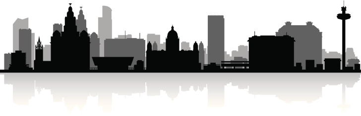 Liverpool England city skyline vector silhouette
