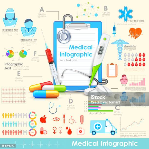 Poster Board Of Different Medical Icons Stock Illustration - Download Image Now - Biology, Chart, Computer Graphic