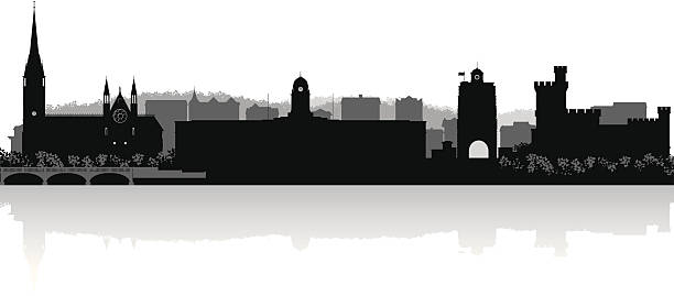 illustrations, cliparts, dessins animés et icônes de cork irlande les toits de la ville vector silhouette - cork