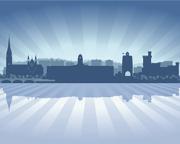 illustrations, cliparts, dessins animés et icônes de cork irlande blue silhouette de la ville - cork