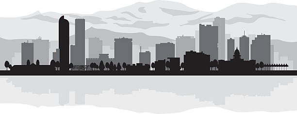 ilustrações, clipart, desenhos animados e ícones de silhueta de fundo horizonte da cidade de denver - denver skyline