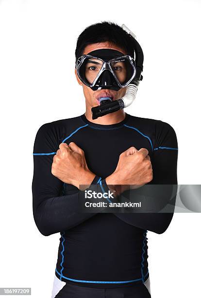 Foto de Homem Com Equipamento De Mergulho Livre Isolada e mais fotos de stock de Adulto - Adulto, Atividade, Atividade Recreativa