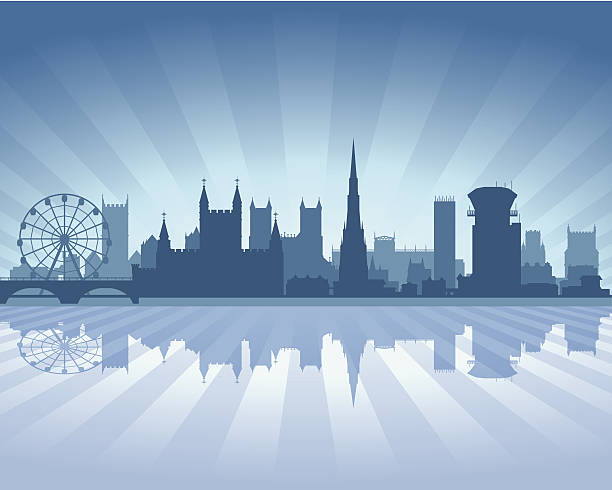 ilustrații de stoc cu bristol anglia blue city silueta orizont - bristol