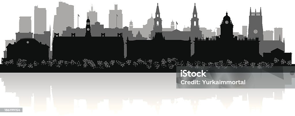 Leeds Inglaterra cidade skyline silhueta vector - Royalty-free Leeds arte vetorial