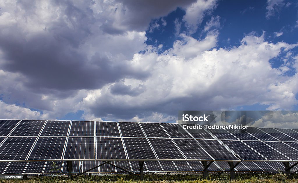 Painel solar e energia renováveis - Royalty-free Azul Foto de stock