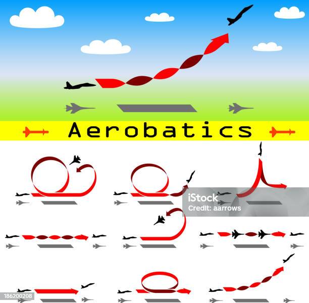 Аэробатика Самолёт — стоковая векторная графика и другие изображения на тему Без людей - Без людей, Векторная графика, Воздушный транспорт
