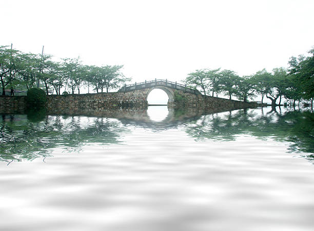 vintage stone bridge in spring season,china