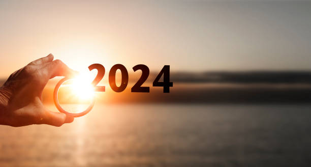 View of the year 2024 through a magnifying glass