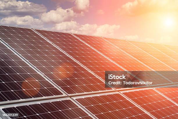 Painel Solar E Energia Renováveis - Fotografias de stock e mais imagens de Biocombustível - Biocombustível, Central Elétrica, Central de Energia Solar