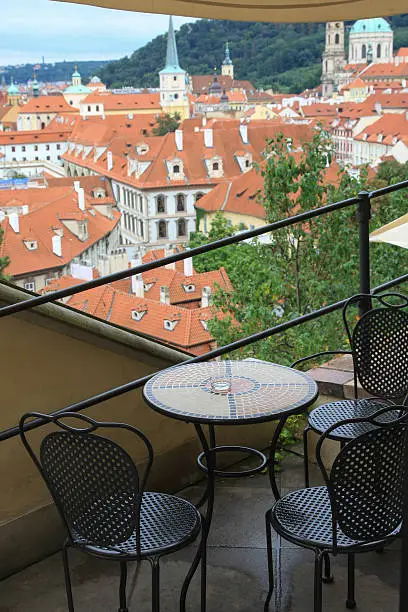An ideal place to enjoy an Espresso above the rooftops of the old town of Prague.