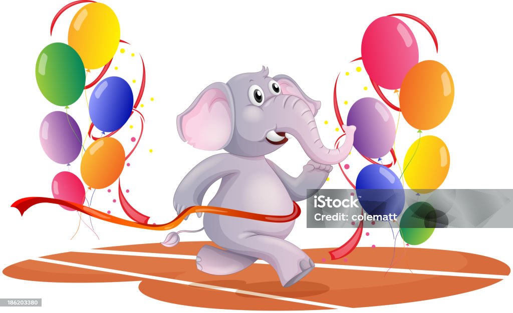 elephant läuft mit Ballons - Lizenzfrei Bildhintergrund Vektorgrafik