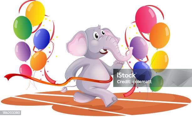 Elephant Läuft Mit Ballons Stock Vektor Art und mehr Bilder von Bildhintergrund - Bildhintergrund, Bildkomposition und Technik, Blasen
