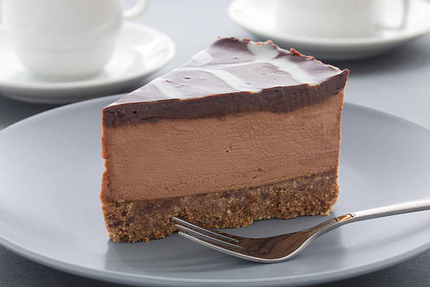 istock Chocolate Cheesecake with three kinds of chocolate. 186203466