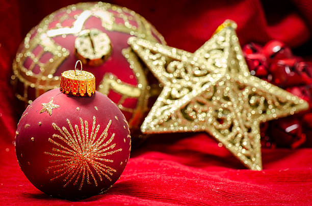 Red and gold Christmas ornaments