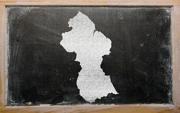 istock outline map of guyana on blackboard 186204137