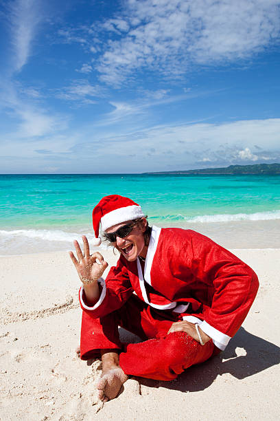 istock Hot Happy Chistmas on beach 186204180