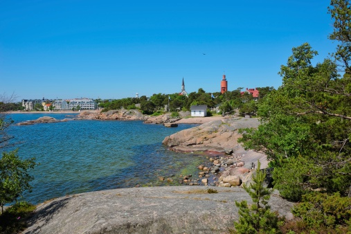 Rocky coast in Hanko, southernmost district in continent Finland