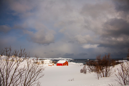 Winter in Lofoten Islands, Northern, Norway.