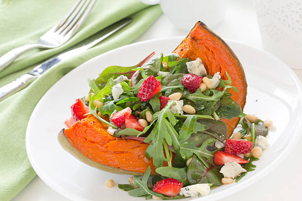 istock Pumpkin salad with arugula and cheese. 186207547