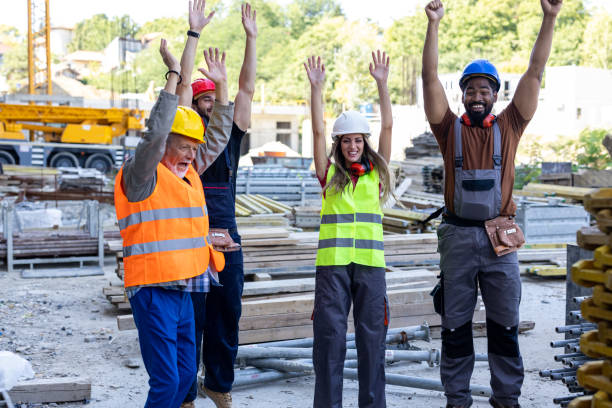 istock A Multicultural Group of Construction Workers is Celebrating Successfully Done Job. 1862081664
