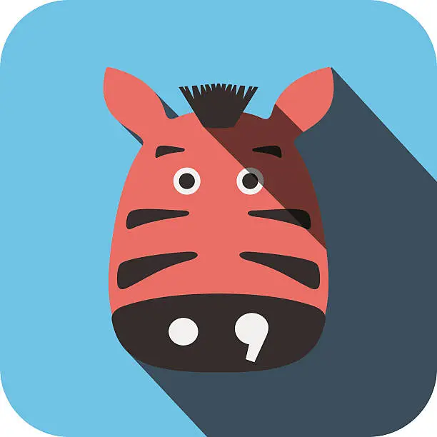 Vector illustration of Zebra animal face flat design