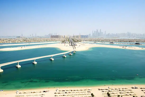 View on Jumeirah Palm man-made island, Dubai, UAE
