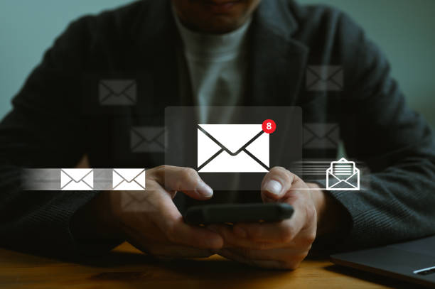 istock New email notification concept for business e-mail communication and digital marketing. Inbox, receiving electronic message alert. Business people, email in virtual screen. Internet technology. 1862113538