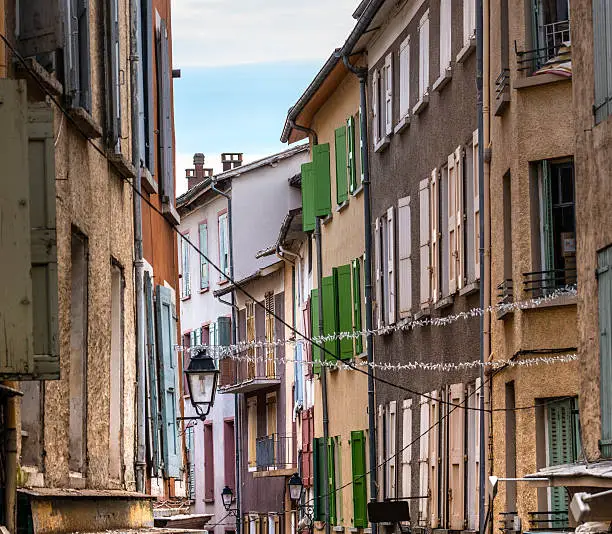 Digne-les-Bains (Alpes-de-Haute-Provence, Provence-Alpes-Cote d'Azur, France). Old typical street