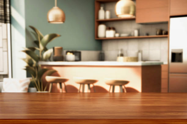 istock Kitchen wooden board top shelf product presentation template 3D 1862122387