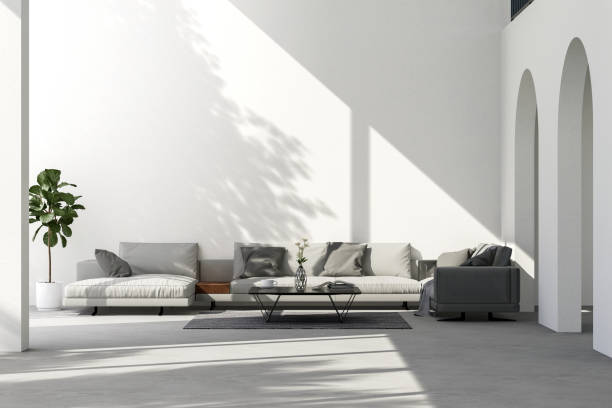 istock Minimal style loft style living room with white empty wall for copy space 3d render 1862149265