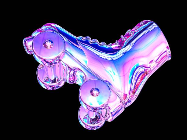 istock 3D modeling and rendering of laser acid-style design elements. 1862164288