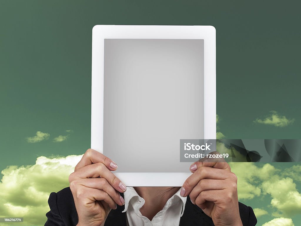 ablet as the face of a vintage style Adult Stock Photo