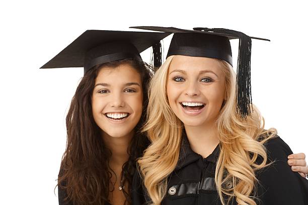 istock Beautiful graduates smiling happy 186218302
