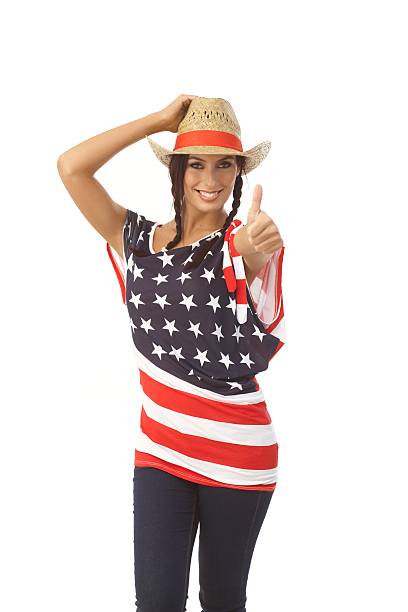 istock Pretty American girl in hat 186218319