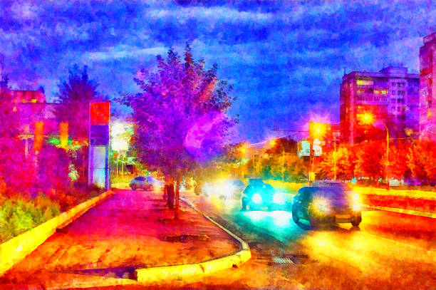 istock Digital structure of painting. Street 186218329
