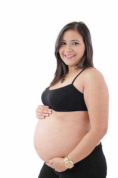 istock Pregnant woman looking at the camera 186221361