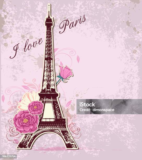 Rosen Und Eiffel Tower Stock Vektor Art und mehr Bilder von Paris - Paris, Rosa, Rose
