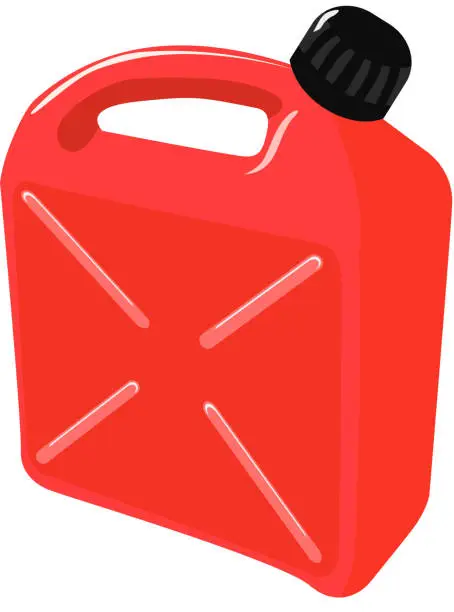 Vector illustration of Red plastic jerrican