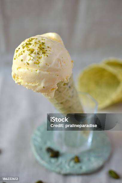 Orange Ice Cream In Pistachio Cone Stock Photo - Download Image Now - Dessert - Sweet Food, Frozen, Frozen Food