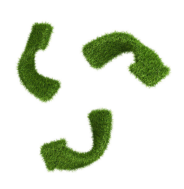 istock Inverted recycle symbol from grass. isolated on white 186223194