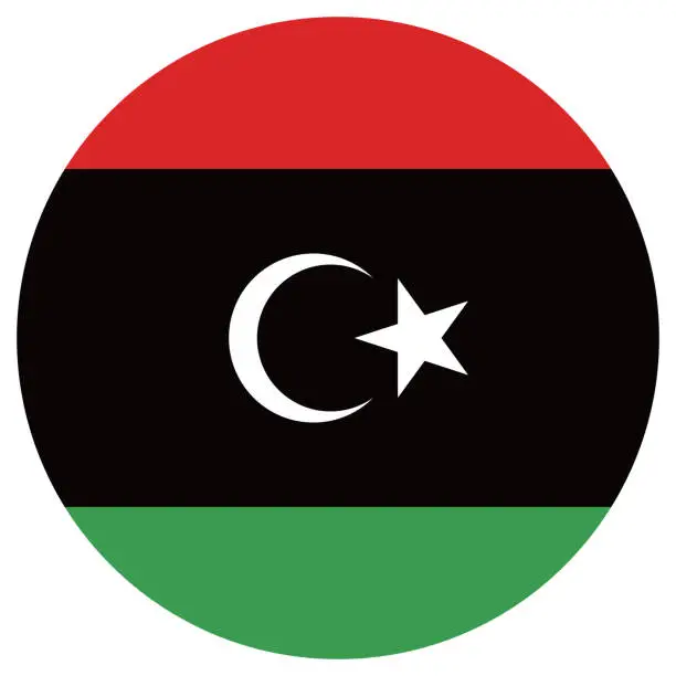 Vector illustration of The flag of Libya. Flag icon. Standard color. Circle icon flag. Computer illustration. Digital illustration. Vector illustration.