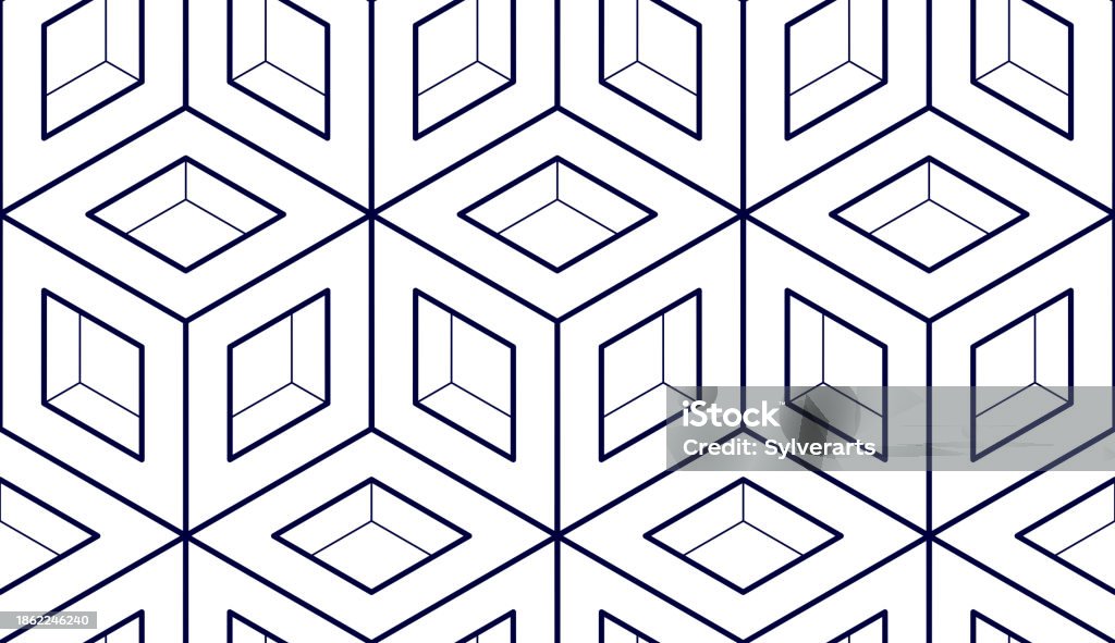 Geometric Cubes Abstract Seamless Pattern 3d Vector Background ...