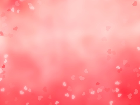 Abstract Red blur gradient background with heart shaped bokeh