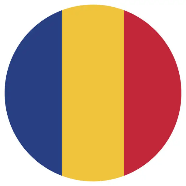 Vector illustration of Romania flag. Flag icon. Standard color. Round flag. Computer illustration. Digital illustration. Vector illustration.