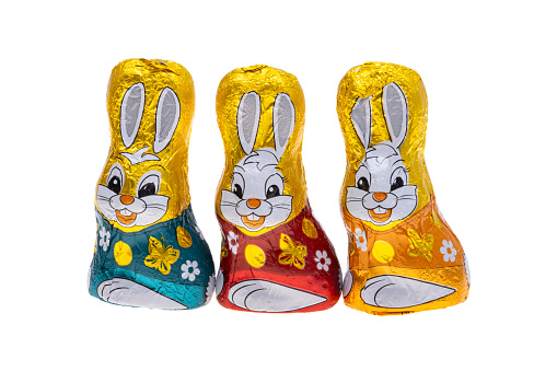 chocolate bunnies isolated on white background